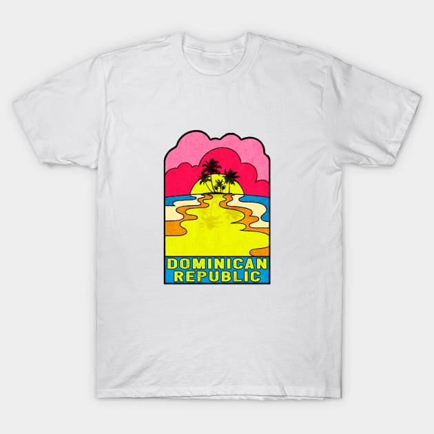 Dominican Republic Groovy Sunset 70's Hippie Hippy Vintage T-Shirt by DD2019